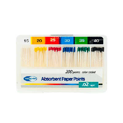 15. Штифты бумажные 02 №15-40, 200 шт/уп/ Медента