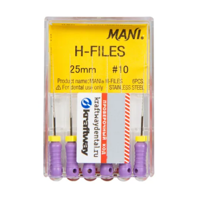 15. Корневой бурав Н-файл №10, 25 мм, 6шт/уп/ Mani