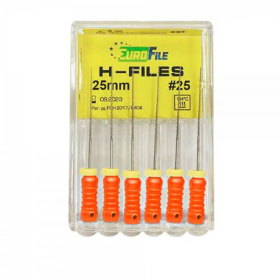 15. Корневой бурав Н-файл №25, 25 мм, 6шт/уп/ Еврофайл