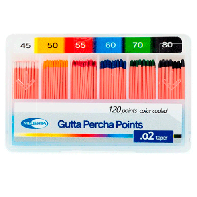 15. Штифты гуттаперч. 02 №45-80, 120 шт/уп/ Медента