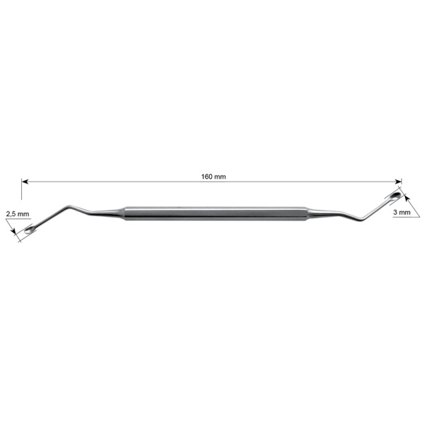 Ложка кюретажная изогнутая малая №1 (2,5-3мм), ММИЗ