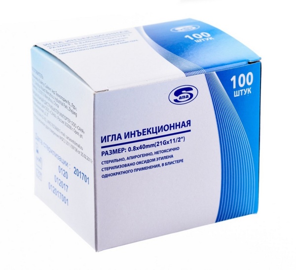 Игла инъекционная 21G 0,8*40 мм Сана/ Китай/100/10000/